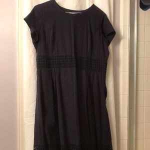 Navy cotton dress with pointelle design